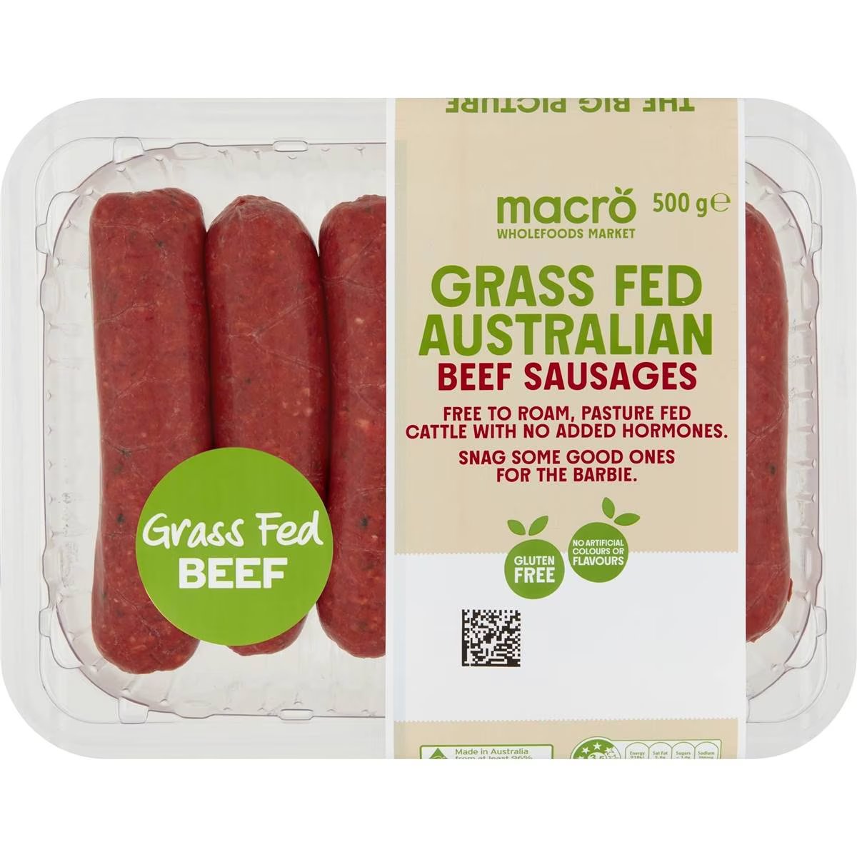 Macro Grass Fed Beef Sausage 500g